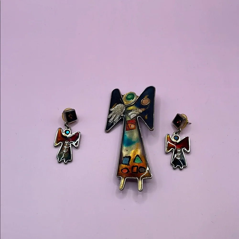 Colorful Artsy Angel Resin Jewelry Set